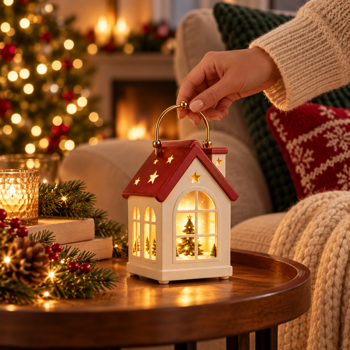 Christmas House Lantern ā Warm Glowing Holiday Decoration & Cozy Christmas Gift