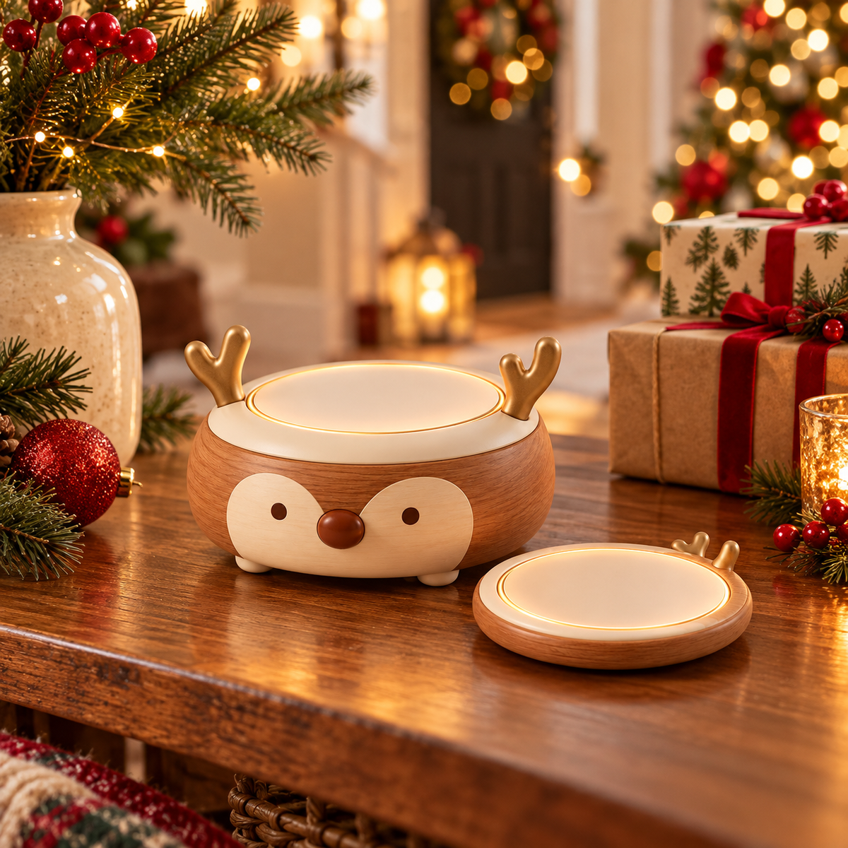 Christmas Reindeer Mug Warmer & Coaster Set ā Cozy Holiday Coffee Gift