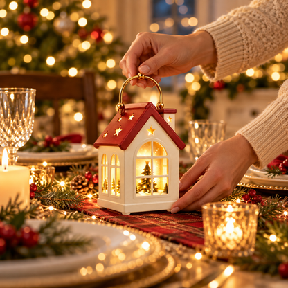 Christmas House Lantern – Warm Glowing Holiday Decoration & Cozy Christmas Gift