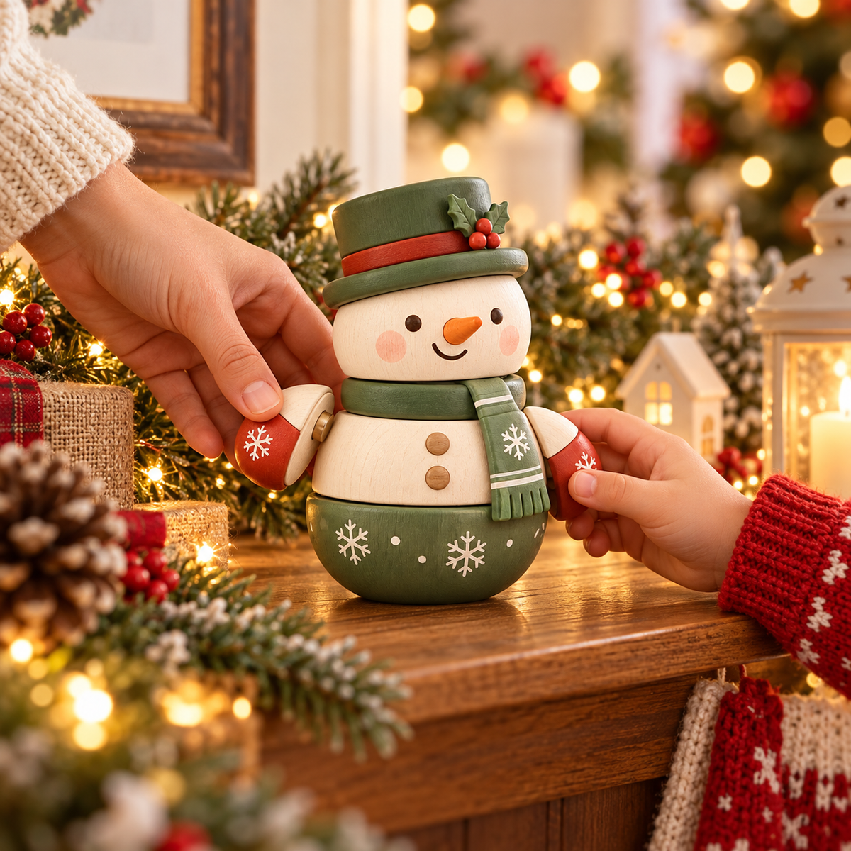 Cute Christmas Snowman Figurine – Festive Tabletop Decoration & Holiday Gift
