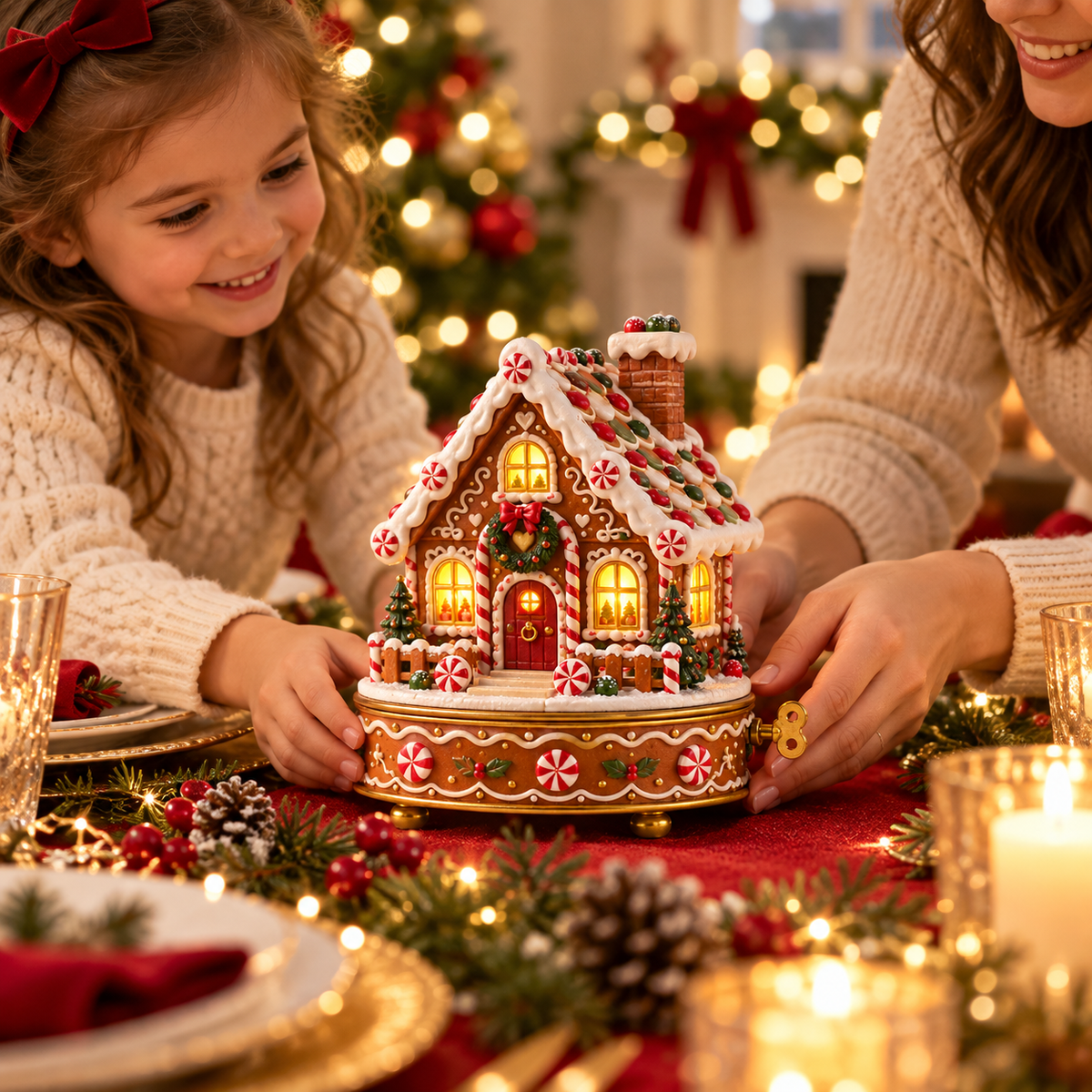 Light-Up Christmas Gingerbread House – Cozy Holiday Tabletop Decoration & Gift