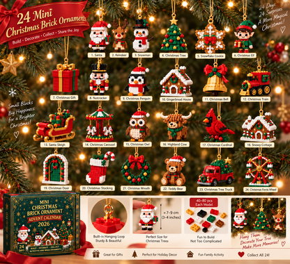 🎄🧱 Build & Hang Christmas Countdown – 24 Mini Holiday Brick Ornaments