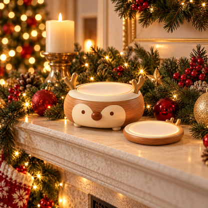 Christmas Reindeer Mug Warmer & Coaster Set – Cozy Holiday Coffee Gift