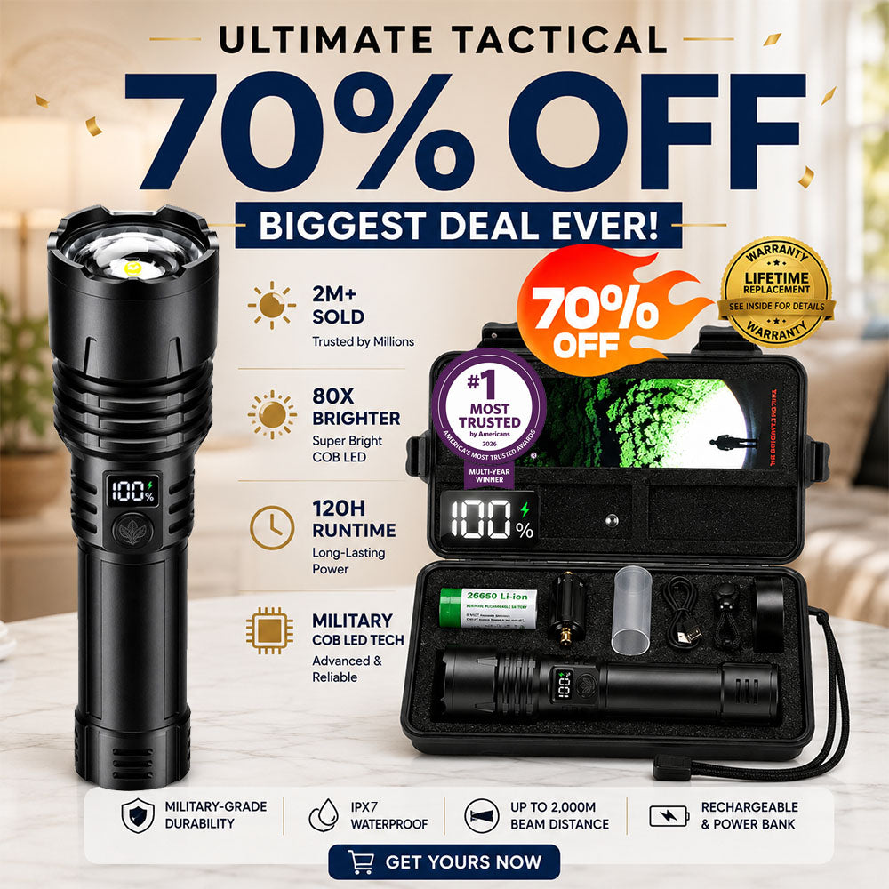 Billhol® Super Bright Ultimate Tactical Survival Flashlight · 2M+ SOLD · 80X Brighter ·120H Runtime · Military COB LED Tech